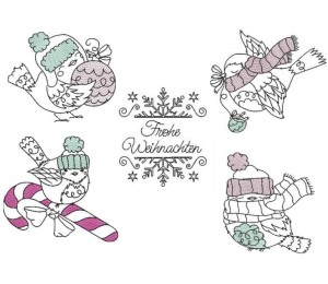 Stickserie - Winter Vögelchen